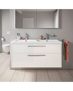 Duravit D-Code Doppel-Waschtischunterschrank DC4674010220000 ,Griff Chrom, Weiß Hochglanz, Wandhängend, Schubkästen 2, 1184x555x460 mm
