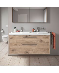 Duravit D-Code vanity unit DC4674010550000  oak marble, chrome handle, wall-mounted, 2 drawers, 1184x555x460 mm