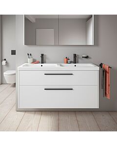 Duravit D-Code double vanity unit DC46740BD180000 , handle diamond black, Weiß Matt , wall-mounted, 2 drawers, 1184x555x460 mm