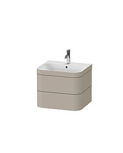 Duravit Happy D.2 Plus Lavabo C-Bonded avec meuble sous lavabo HP4635O60600E00 Taupe , 490x575x480mm, avec 2 tiroirs, trou pour robinetterie 2000