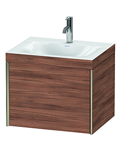 Duravit XViu Waschtisch-Unterschrank XV4609OB179C 60x48cm, 1 Auszug, 1 Hahnloch, champagner matt, Rahmen C, nussbaum natur