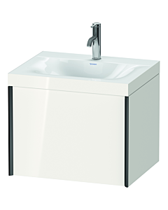 Duravit XViu Waschtisch-Unterschrank XV4609OB222C 60x48cm, 1 Auszug, 1 Hahnloch, schwarz matt, Rahmen C, weiß hochglanz