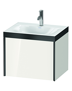 Duravit XViu Waschtisch-Unterschrank XV4609OB222P 60x48cm, 1 Auszug, 1 Hahnloch, schwarz matt, Rahmen P, weiß hochglanz