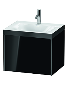 Duravit XViu vanity unit XV4609OB240P 60x48cm, 2000 pull-out, 2000 tap hole, matt black, Rahmen P, high-gloss black