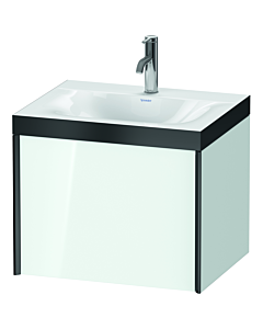 Duravit XViu Waschtisch-Unterschrank XV4609OB285P 60x48cm, 1 Auszug, 1 Hahnloch, schwarz matt, Rahmen P, weiß hochglanz