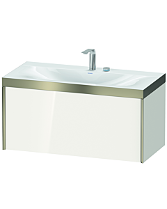 Duravit Meuble sous-vasque XViu XV4611EB122P 100x48cm, 2000 , 2 trous pour robinetterie, champagne mat, Rahmen P, blanc brillant