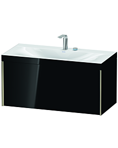 Duravit XViu vanity unit XV4611EB140C 100x48cm, 2000 pull-out, 2 tap holes, matt champagne, Rahmen C, high-gloss black