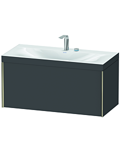 Duravit XViu vanity unit XV4611EB149C 100x48cm, 2000 pull-out, 2 tap holes, matt champagne, Rahmen C, matt graphite