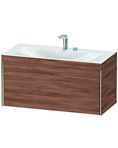 Duravit XViu vanity unit XV4611EB179C 100x48cm, 2000 pull-out, 2 tap holes, matt champagne, Rahmen C, natural walnut