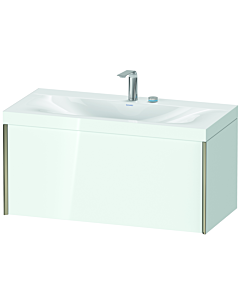 Duravit XViu Waschtisch-Unterschrank XV4611EB185C 100x48cm, 1 Auszug, 2 Hahnlöcher, champagner matt, Rahmen C, weiß hochglanz