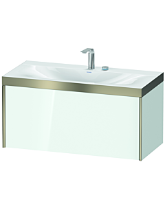 Duravit Meuble sous-vasque XViu XV4611EB185P 100x48cm, 2000 , 2 trous pour robinetterie, champagne mat, Rahmen P, blanc brillant