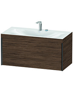 Duravit XViu Waschtisch-Unterschrank XV4611EB221C 100x48cm, 1 Auszug, 2 Hahnlöcher, schwarz matt, Rahmen C, nussbaum dunkel
