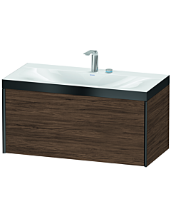 Duravit XViu vanity unit XV4611EB221P 100x48cm, 2000 pull-out, 2 tap holes, matt black, Rahmen P, dark walnut