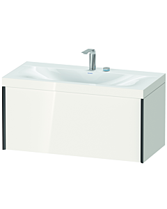 Duravit XViu Waschtisch-Unterschrank XV4611EB222C 100x48cm, 1 Auszug, 2 Hahnlöcher, schwarz matt, Rahmen C, weiß hochglanz