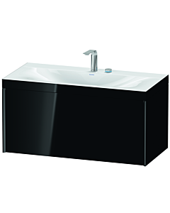 Duravit XViu vanity unit XV4611EB240C 100x48cm, 2000 pull-out, 2 tap holes, matt black, Rahmen C, high-gloss black