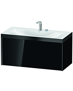 Duravit XViu vanity unit XV4611EB240P 100x48cm, 2000 pull-out, 2 tap holes, matt black, Rahmen P, high-gloss black