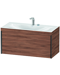 Duravit XViu Waschtisch-Unterschrank XV4611EB279C 100x48cm, 1 Auszug, 2 Hahnlöcher, schwarz matt, Rahmen C, nussbaum natur
