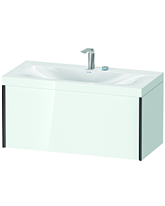 Duravit XViu Waschtisch-Unterschrank XV4611EB285C 100x48cm, 1 Auszug, 2 Hahnlöcher, schwarz matt, Rahmen C, weiß hochglanz