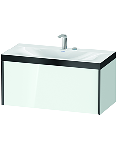 Duravit XViu Waschtisch-Unterschrank XV4611EB285P 100x48cm, 1 Auszug, 2 Hahnlöcher, schwarz matt, Rahmen P, weiß hochglanz