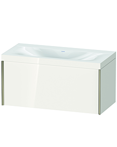 Duravit Meuble sous-vasque XViu XV4611NB122C 100x48cm, 2000 , sans trou pour robinet, champagne mat, Rahmen C, blanc brillant