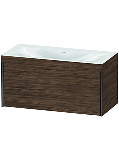Duravit XViu  Waschtisch-Unterschrank XV4611NB221C 100x48cm, 1 Auszug, ohne Hahnloch, schwarz matt, Rahmen C, nussbaum dunkel