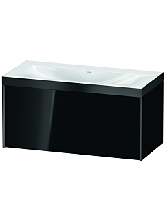 Duravit XViu Waschtisch-Unterschrank XV4611NB240P 100x48cm, 1 Auszug, ohne Hahnloch, schwarz matt, Rahmen P, schwarz hochglanz
