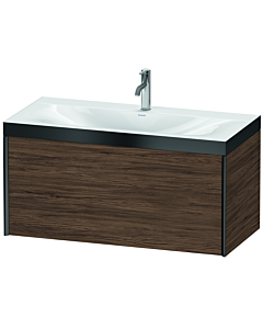 Duravit XViu vanity unit XV4611OB221P 100x48cm, 2000 pull-out, 2000 tap hole, matt black, Rahmen P, dark walnut