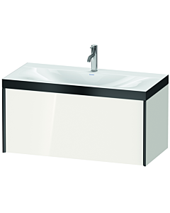 Duravit XViu Waschtisch-Unterschrank XV4611OB222P 100x48cm, 1 Auszug, 1 Hahnloch, schwarz matt, Rahmen P, weiß hochglanz