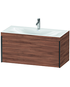 Duravit XViu Waschtisch-Unterschrank XV4611OB279C 100x48cm, 1 Auszug, 1 Hahnloch, schwarz matt, Rahmen C, nussbaum natur