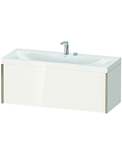 Duravit Meuble sous-vasque XViu XV4612EB122C 120x48cm, 2000 , 2 trous pour robinetterie, champagne mat, Rahmen C, blanc brillant