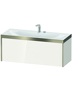 Duravit XViu Waschtisch-Unterschrank XV4612EB122P 120x48cm, 1 Auszug, 2 Hahnlöcher, champagner matt, Rahmen P, weiß hochglanz
