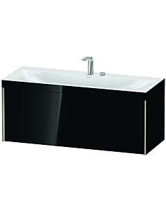 Duravit XViu Waschtisch-Unterschrank XV4612EB140C 120x48cm, 1 Auszug, 2 Hahnlöcher, champagner matt, Rahmen C, schwarz hochglanz