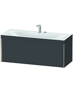 Duravit XViu vanity unit XV4612EB149C 120x48cm, 2000 pull-out, 2 tap holes, matt champagne, Rahmen C, matt graphite
