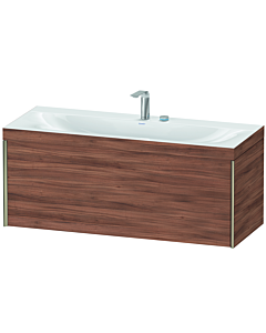 Duravit XViu vanity unit XV4612EB179C 120x48cm, 2000 pull-out, 2 tap holes, matt champagne, Rahmen C, natural walnut