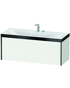 Duravit XViu Waschtisch-Unterschrank XV4612EB218P 120x48cm, 1 Auszug, 2 Hahnlöcher, schwarz matt, Rahmen P, weiß matt