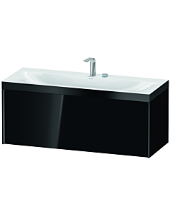 Duravit XViu vanity unit XV4612EB240P 120x48cm, 2000 pull-out, 2 tap holes, matt black, Rahmen P, high-gloss black