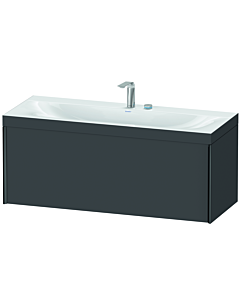 Duravit XViu vanity unit XV4612EB249C 120x48cm, 2000 pull-out, 2 tap holes, matt black, Rahmen C, matt graphite
