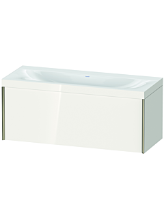 Duravit XViu Waschtisch-Unterschrank XV4612NB122C 120x48cm, 1 Auszug, ohne Hahnloch, champagner matt, Rahmen C, weiß hochglanz
