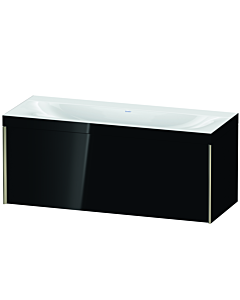 Duravit XViu vanity unit XV4612NB140C 120x48cm, 2000 pull-out, without tap hole, matt champagne, Rahmen C, high-gloss black