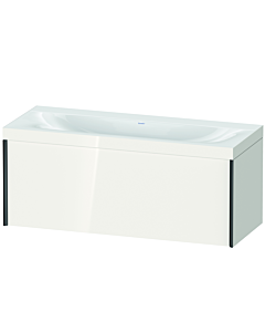 Duravit XViu Waschtisch-Unterschrank XV4612NB222C 120x48cm, 1 Auszug, ohne Hahnloch, schwarz matt, Rahmen C, weiß hochglanz