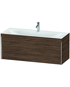 Duravit XViu Waschtisch-Unterschrank XV4612OB121C 120x48cm, 1 Auszug, 1 Hahnloch, champagner matt, Rahmen C, nussbaum dunkel