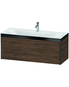 Duravit XViu Waschtisch-Unterschrank XV4612OB221P 120x48cm, 1 Auszug, 1 Hahnloch, schwarz matt, Rahmen P, nussbaum dunkel