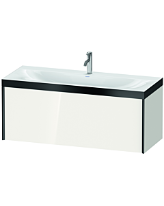 Duravit XViu Waschtisch-Unterschrank XV4612OB222P 120x48cm, 1 Auszug, 1 Hahnloch, schwarz matt, Rahmen P, weiß hochglanz