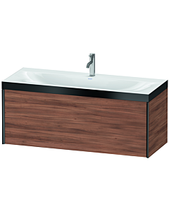 Duravit XViu vanity unit XV4612OB279P 120x48cm, 2000 pull-out, 2000 tap hole, matt black, Rahmen P, natural walnut