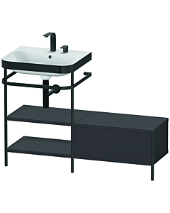 Duravit Happy D.2 Plus furniture washbasin combination HP4750E8080 120 x 49 cm, 2 tap holes, graphite super matt, with metal console