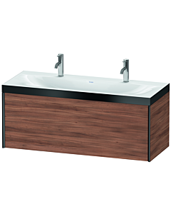 Duravit XViu Waschtisch-Unterschrank XV4613OB279P 120x48cm, 1 Auszug, schwarz matt, Rahmen P, nussbaum natur