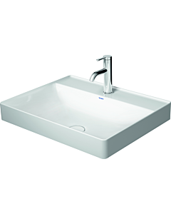 Duravit DuraSquare Aufsatz-Waschtisch geschliffen 2354600044 60x47cm, ohne Überlauf, mit Hahnlochbank, 3 Hahnlöcher, weiß