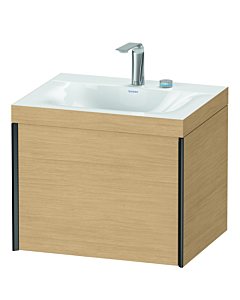 Duravit XViu Waschtisch-Unterschrank XV4609EB230C 60x48cm, 1 Auszug, 2 Hahnlöcher, schwarz matt, Rahmen C, Eiche natur