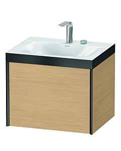 Duravit XViu Waschtisch-Unterschrank XV4609EB230P 60x48cm, 1 Auszug, 2 Hahnlöcher, schwarz matt, Rahmen P, Eiche natur