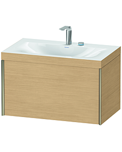 Duravit XViu Waschtisch-Unterschrank XV4610EB130C 80x48cm, 1 Auszug, 2 Hahnloch, champagner matt, Rahmen C, Eiche natur